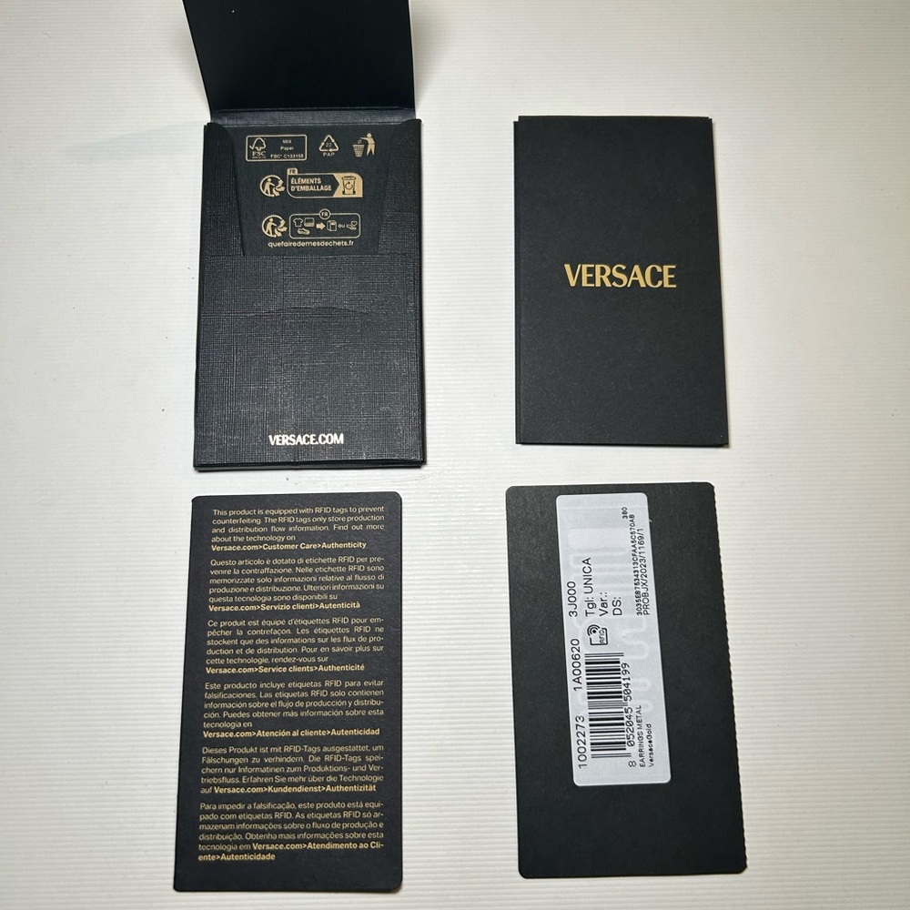 Versace Gold Logo Earrings - Picture 4 of 5